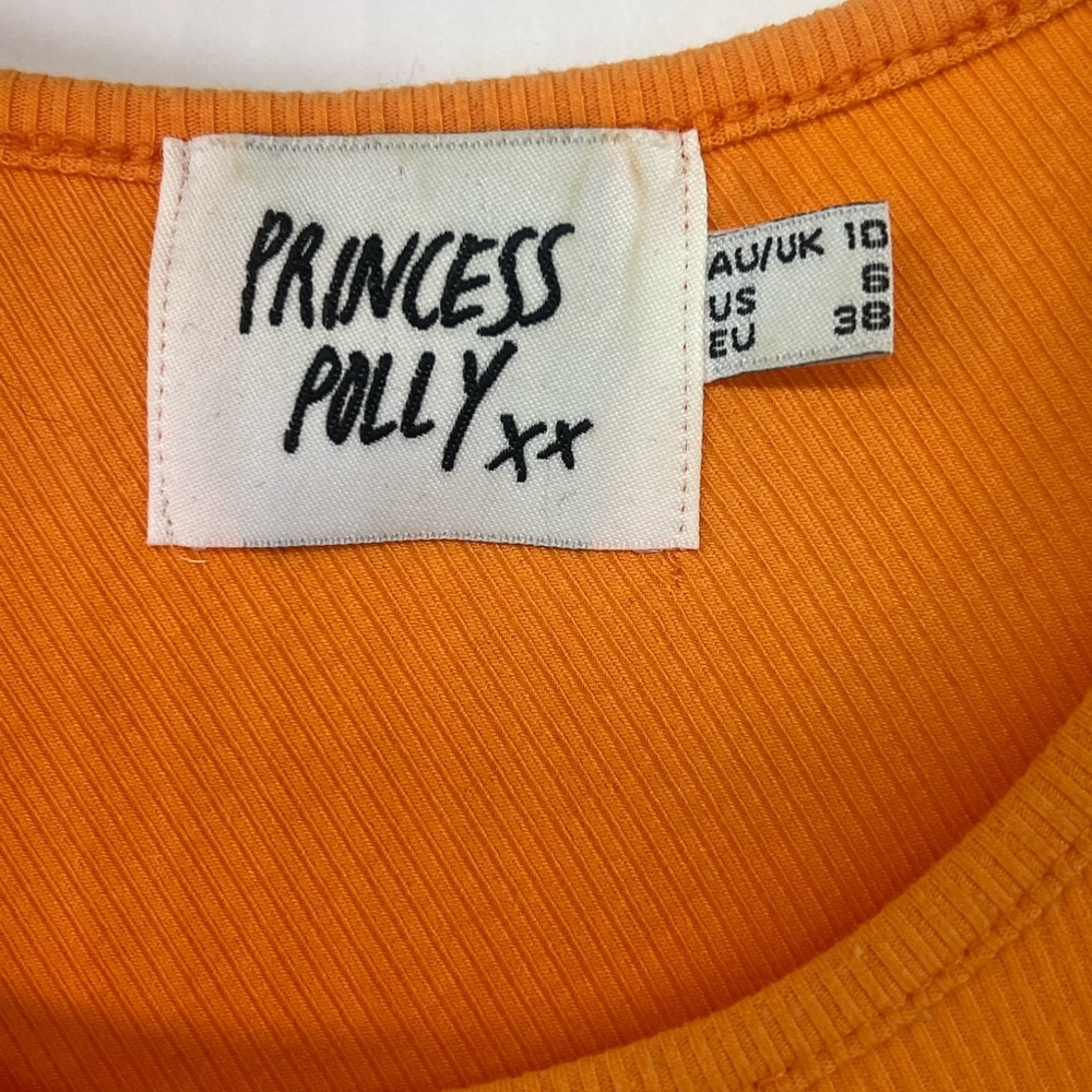 Princess Polly Louie Bright Orange Side Cutout Ribbed Midi Dress AU 10 US 6 - Picture 11 of 12